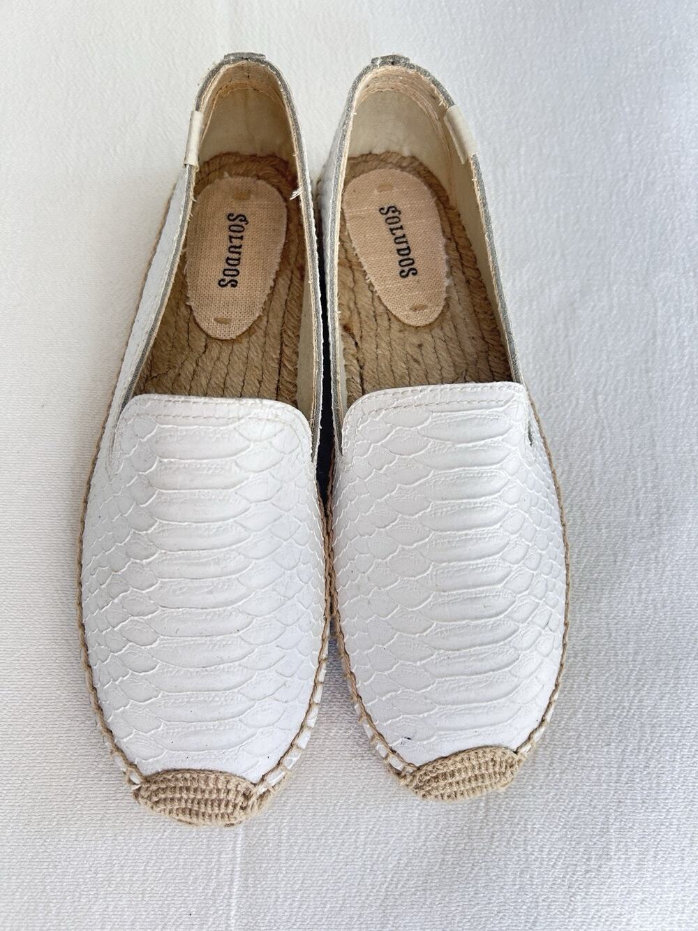 Soludos Women Leather Espadrilles Size 10 Slip On New White